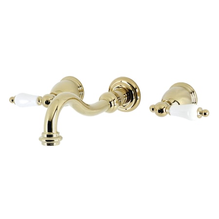 KS3122PL Vintage 2-Handle Wall Mount Bathroom Faucet, Polished Brass